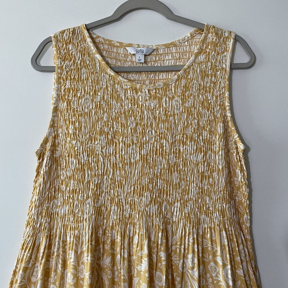 Croft & Barrow Maxi Dress Sleeveless Smocked Floral Yellow Women's Size L - Picture 2 of 13
